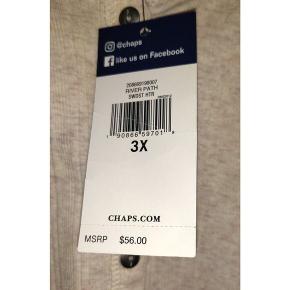 Chaps Womens Beige Top PLUS Sz 3X Lightweight Wide Ribbing Pockets River NWT - Picture 3 of 15